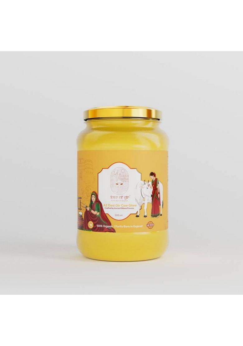 Love Of Gir A2 Desi Cow Ghee 500Ml 100% Pure & Natural | Traditional Bilona For Health Glass Bottle (0.5 L)