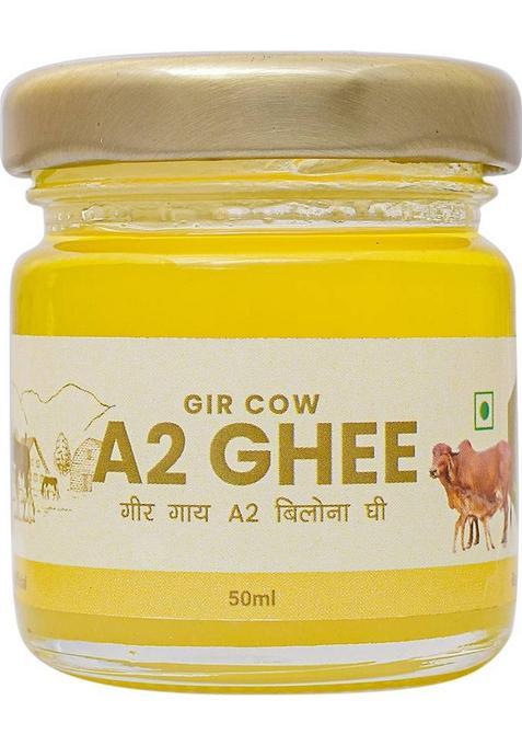 Shiva Organic Desi Gir Cow A2 Ghee | Bilona Method Grass Feed Glass Bottle (50 Ml)