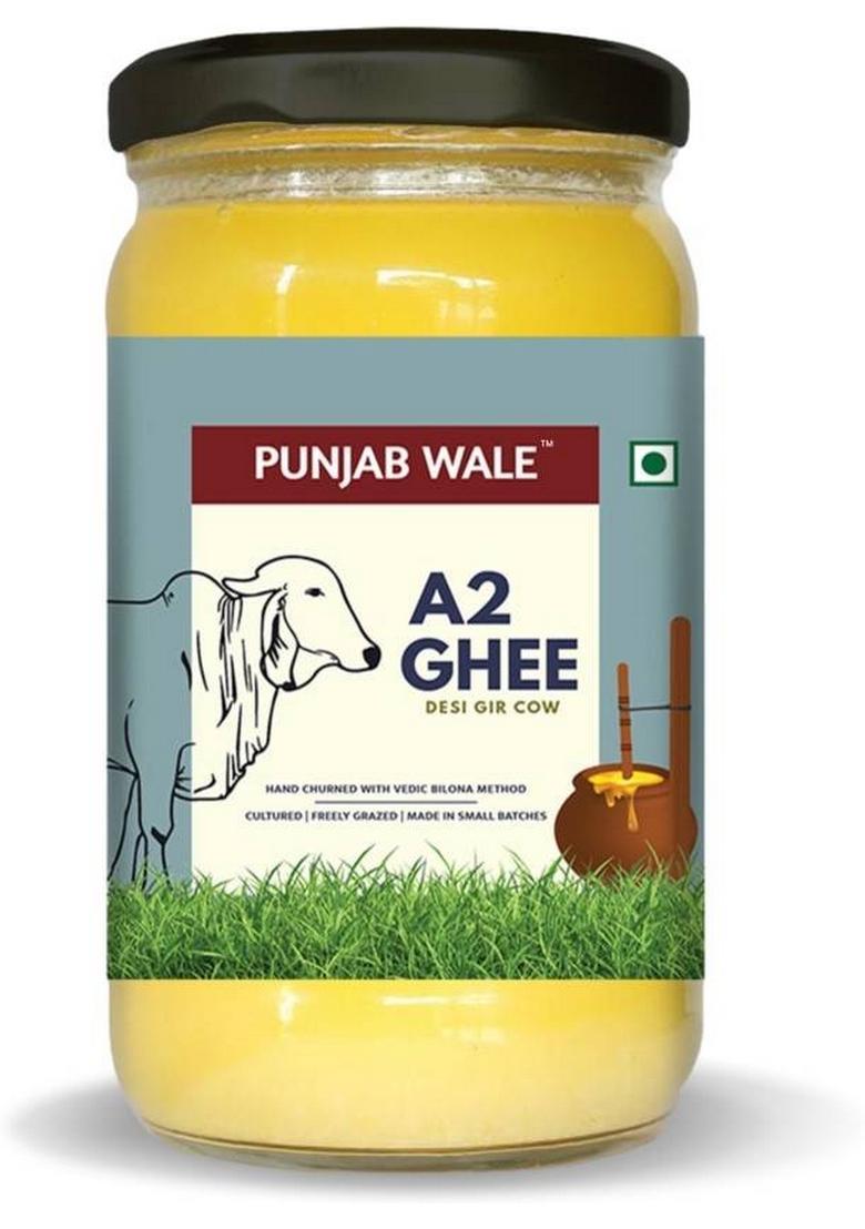 Punjab Wale A2 Desi Gir Cow Ghee, Bilona Method, Hand Churned, Made In Small Batches 1000Ml Ghee Glass Bottle (1000 Ml)