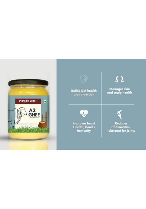 Punjab Wale A2 Desi Gir Cow Ghee, Bilona Method, Hand Churned, Made In Small Batches 1000Ml Ghee Glass Bottle (1000 Ml)