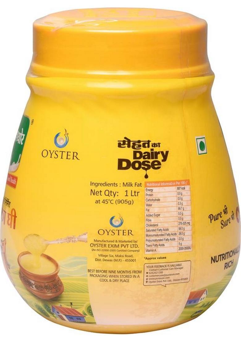 Purasure Cow Ghee Jar 1L Plastic Bottle (1 L)