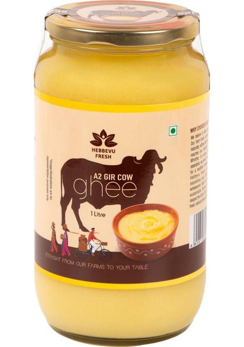 Hebbevu Fresh A2 Gir Cow Pure Ghee Glass Bottle (1 L)