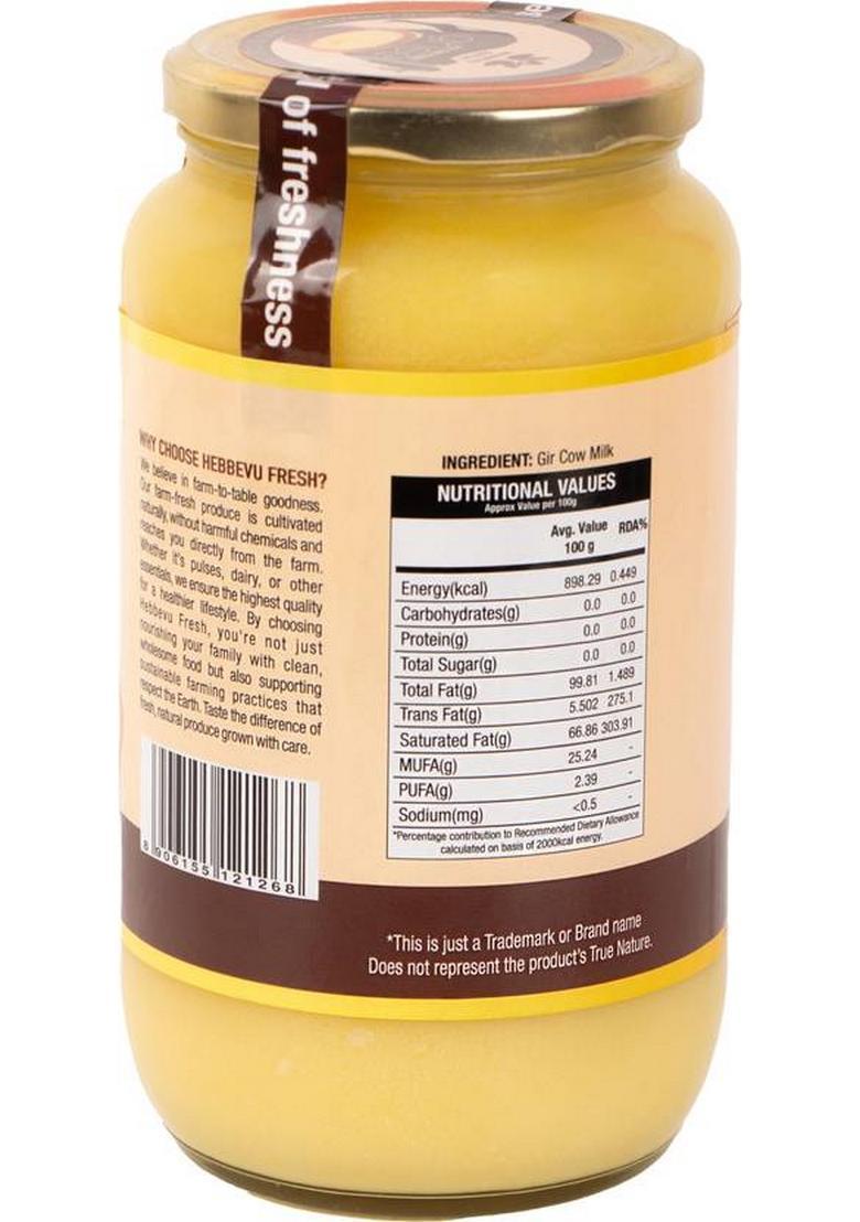 Hebbevu Fresh A2 Gir Cow Pure Ghee Glass Bottle (1 L)