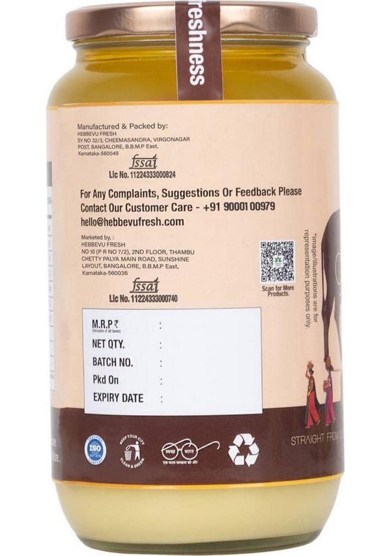 Hebbevu Fresh A2 Gir Cow Pure Ghee Glass Bottle (1 L)