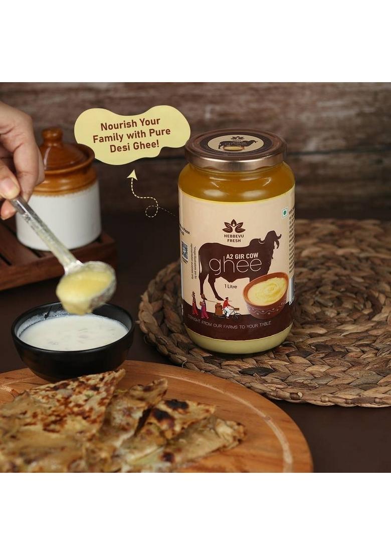 Hebbevu Fresh A2 Gir Cow Pure Ghee Glass Bottle (1 L)
