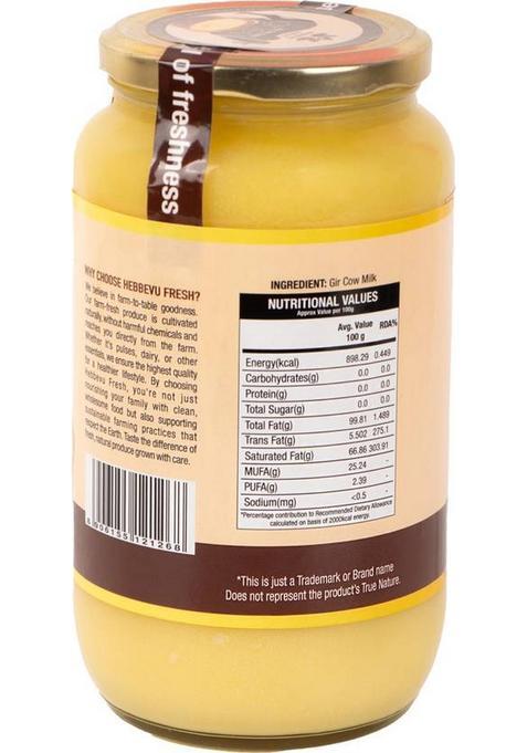 Hebbevu Fresh A2 Gir Cow Pure Ghee Glass Bottle (1 L)