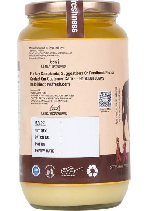 Hebbevu Fresh A2 Gir Cow Pure Ghee Glass Bottle (1 L)