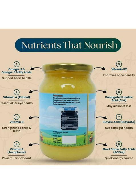 Gaugopal A2 Gir Cow Ghee 500 Ml Glass Bottle (500 Ml)