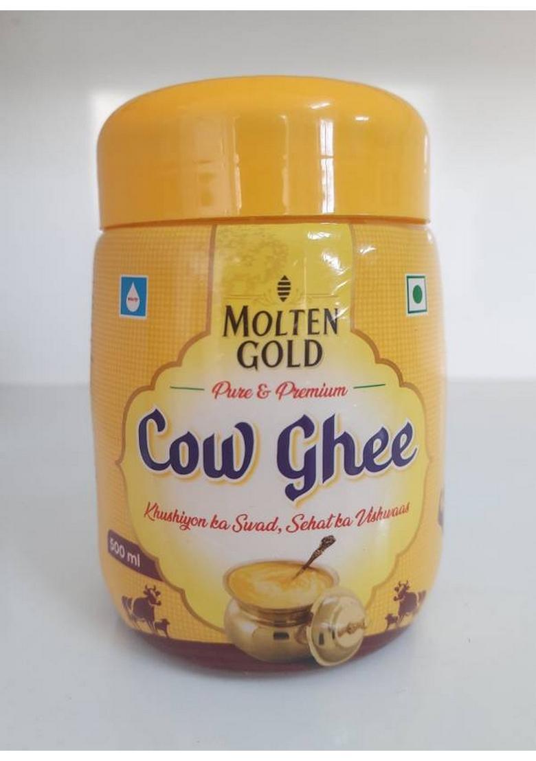 Molten Gold Pure Cow Ghee Plastic Bottle (500 Ml)