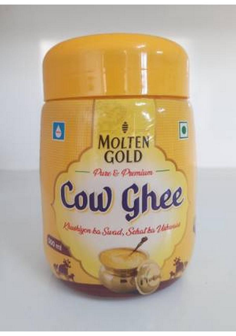 Molten Gold Pure Cow Ghee Plastic Bottle (500 Ml)