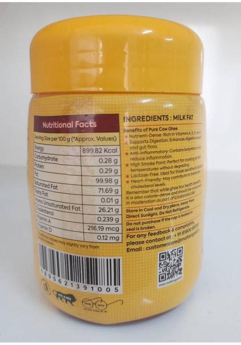 Molten Gold Pure Cow Ghee Plastic Bottle (500 Ml)