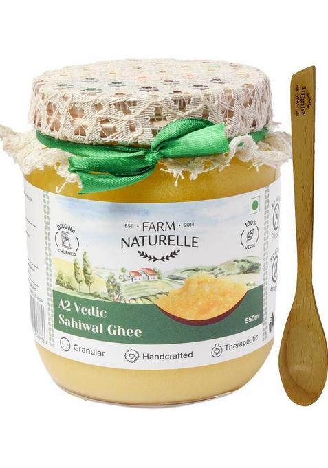 Farm Naturelle Pure Desi Cow Ghee From A2 Milk 500Ml Glass Bottle (550 Ml)