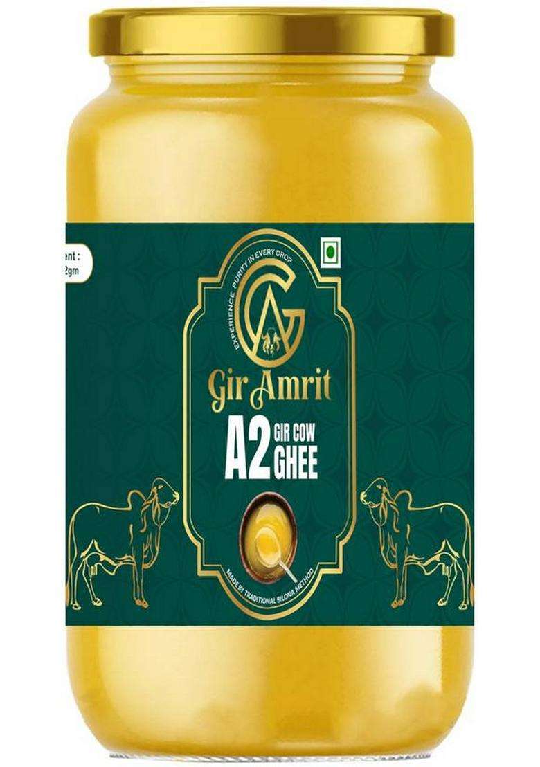 Gir Amrit A2 Cow |Glass Jar |Traditional Bilona Method Ghee Glass Bottle (905 G) - Indya