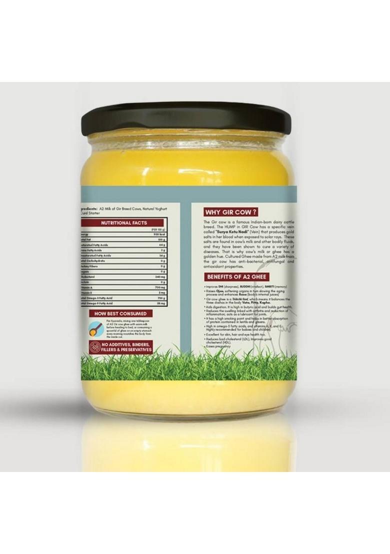 Punjab Wale A2 Ghee | Desi Gir Cow Bilona Method Hand Churned Made In Small Batches Glass Bottle (500 Ml)