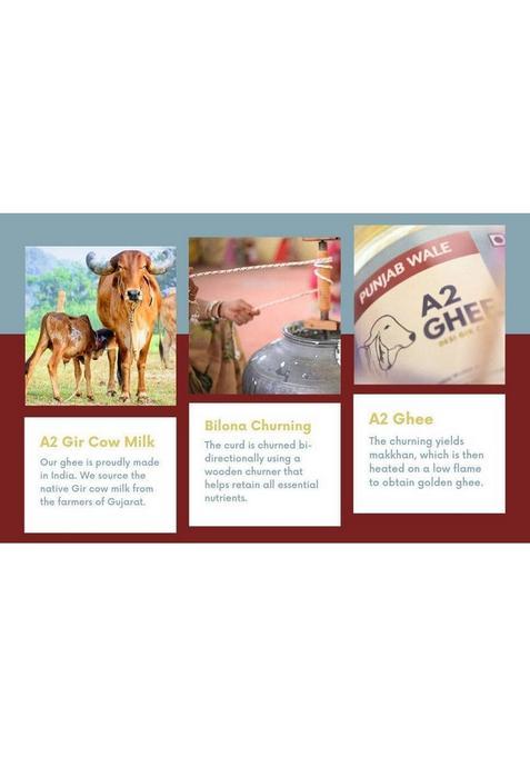 Punjab Wale A2 Ghee | Desi Gir Cow Bilona Method Hand Churned Made In Small Batches Glass Bottle (500 Ml)