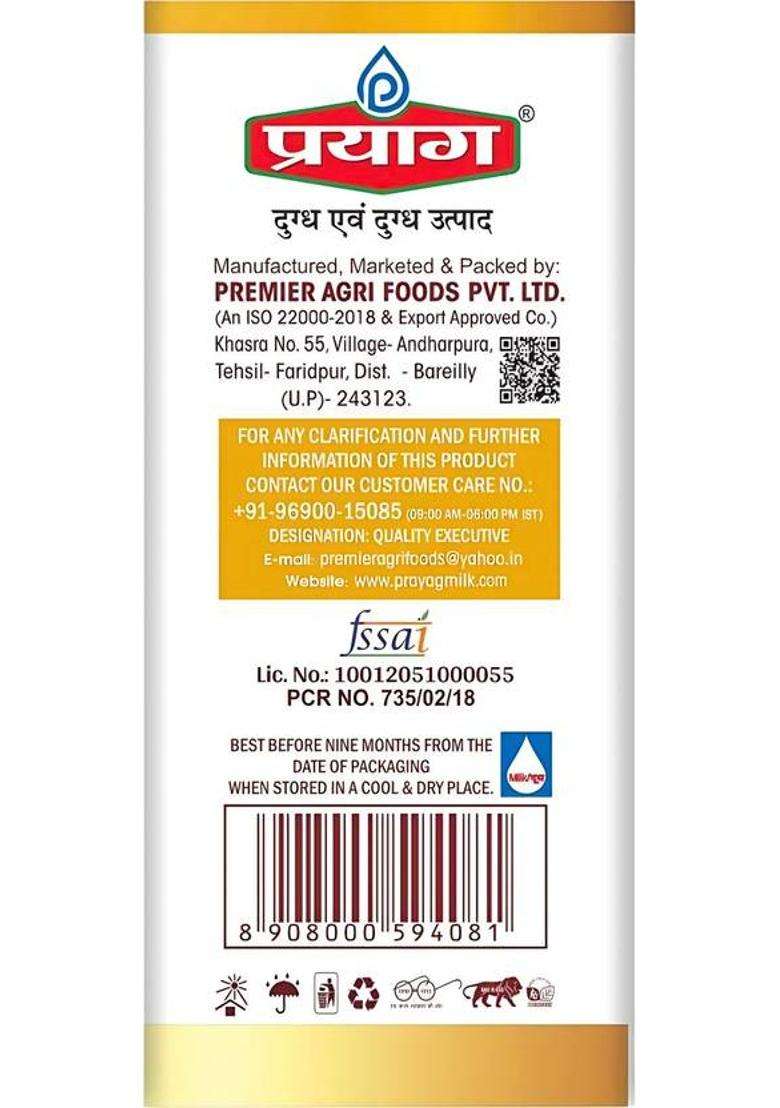 Prayag Milk & Products Desi Ghee 1 Litre, Rich Aroma Smooth Texture Premium Quality Pure Tetrapack (898 G) - Indya
