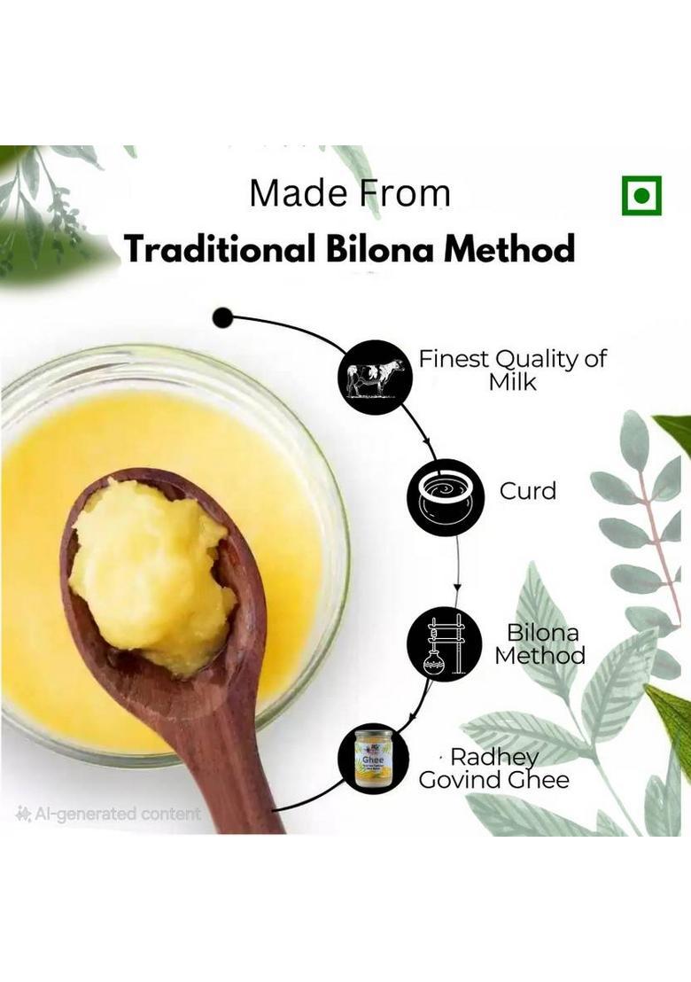 Radhey Govind Pure Organic Ghee Glass Bottle (500 Ml)