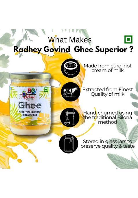 Radhey Govind Pure Organic Ghee Glass Bottle (500 Ml)