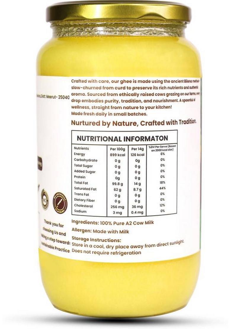 Smart Acre A2 Cow Ghee |Bilona Method|Made From Rathi & Sahiwal Milk|Traditional Pure Glass Bottle (1000 Ml)