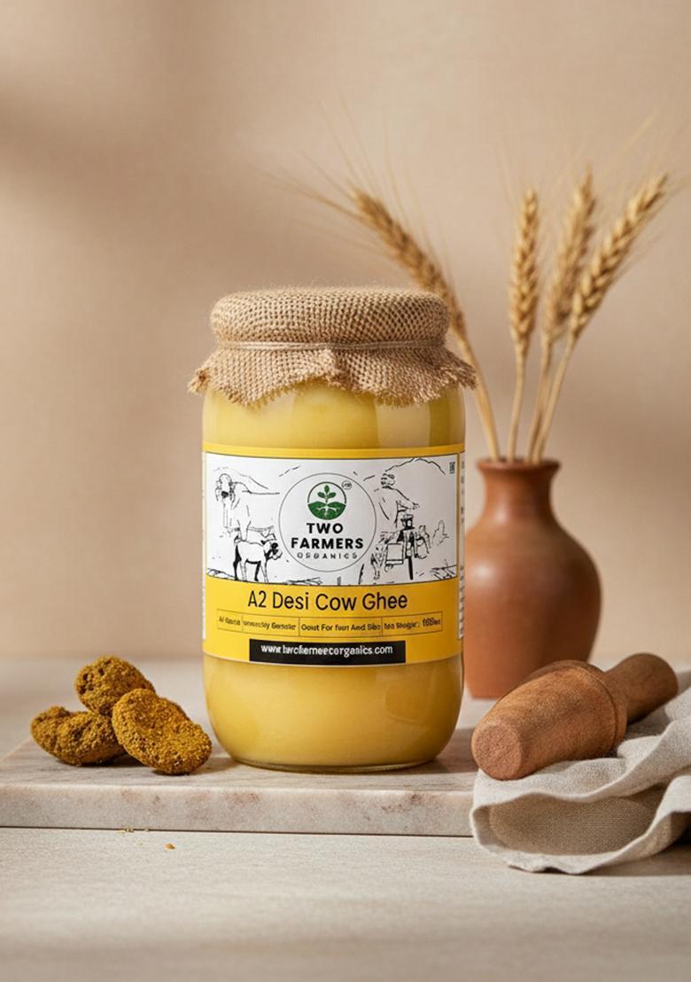 Two Farmers Organics Pure & Fresh Cow Ghee Mason Jar (500 Ml)