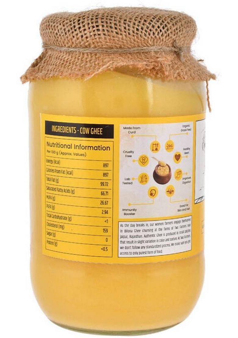 Two Farmers Organics Pure & Fresh Cow Ghee Mason Jar (500 Ml)