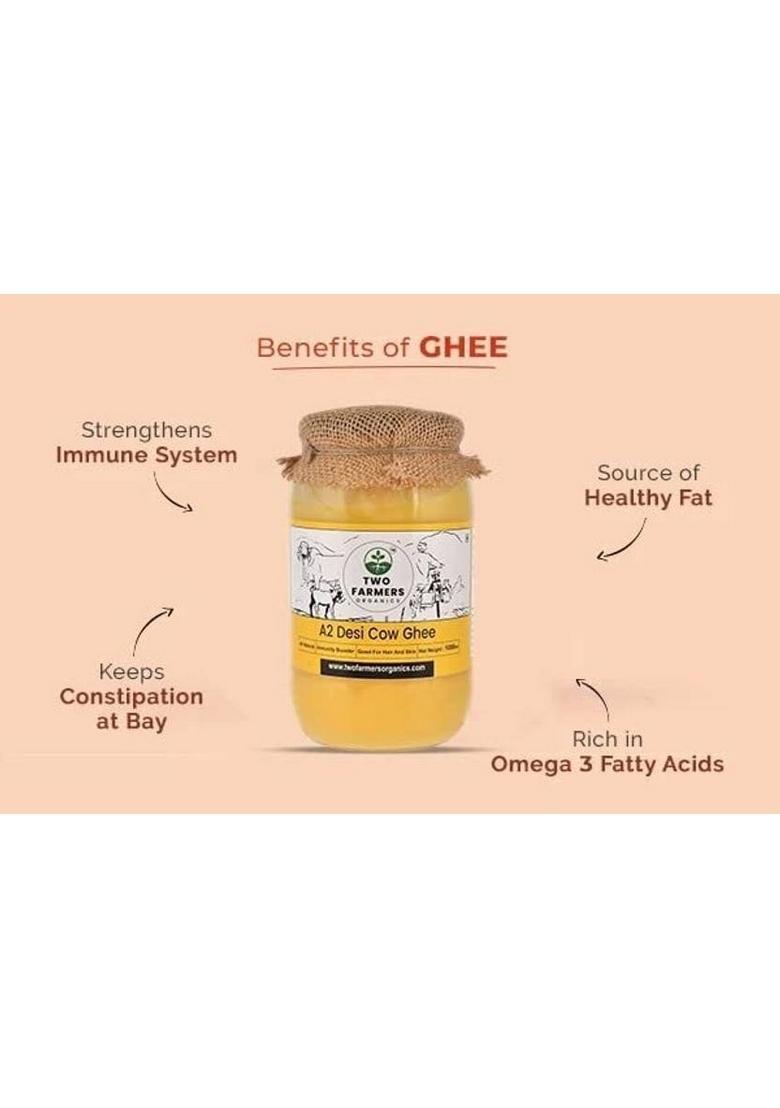 Two Farmers Organics Pure & Fresh Cow Ghee Mason Jar (500 Ml)