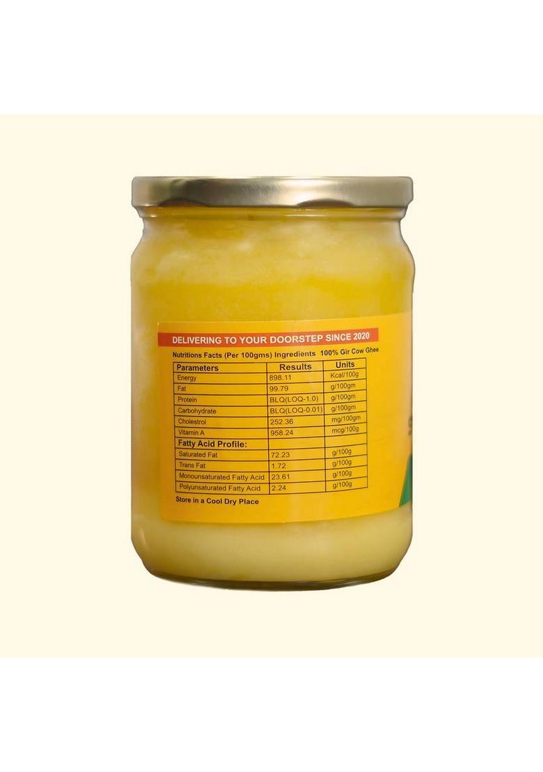 Svarnika Pure A2 Cow Ghee| Bilona Traditional Method Glass Bottle (500 Ml)