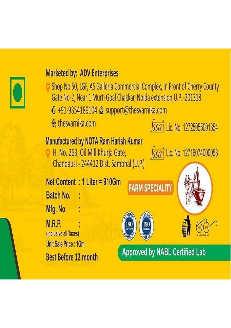 Svarnika Pure A2 Cow Ghee| Bilona Traditional Method Glass Bottle (500 Ml)