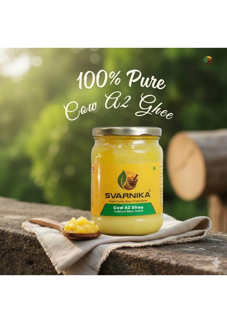 Svarnika Pure A2 Cow Ghee| Bilona Traditional Method Glass Bottle (500 Ml)