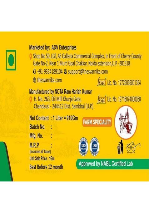 Svarnika Pure A2 Cow Ghee| Bilona Traditional Method Glass Bottle (500 Ml)