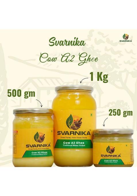 Svarnika Pure A2 Cow Ghee| Bilona Traditional Method Glass Bottle (500 Ml)