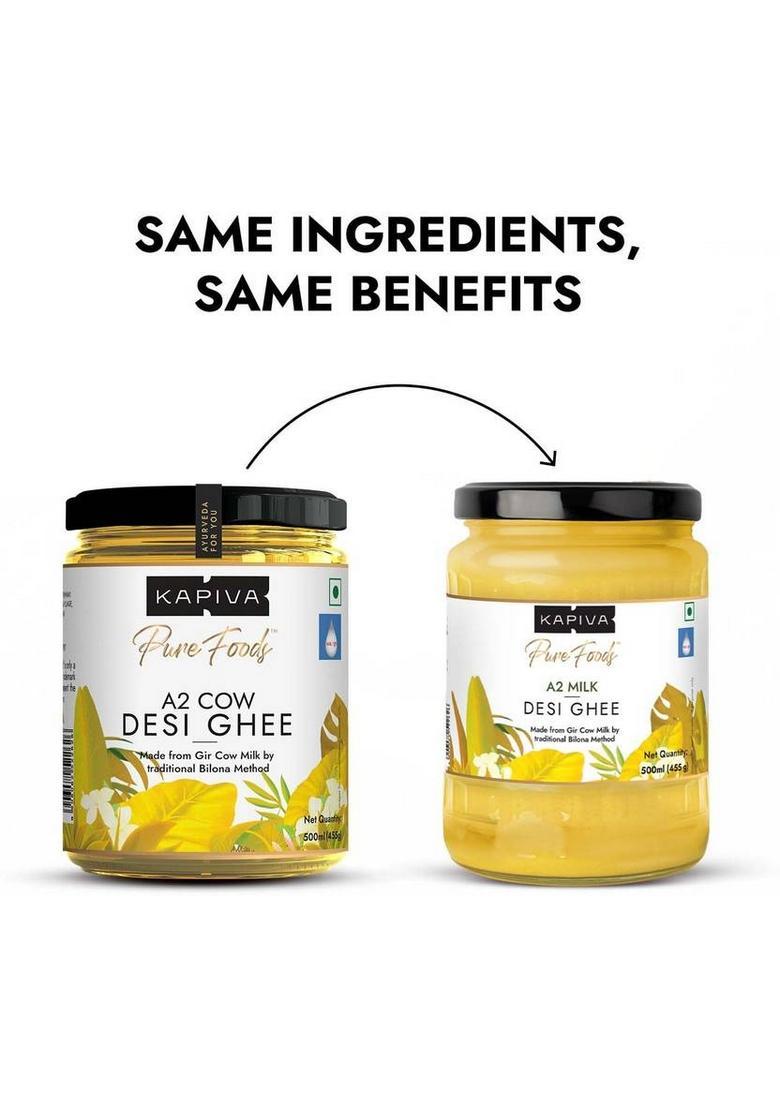 Kapiva A2 Desi Ghee (Helps Reduces Joint Pain And Improves Heart Functioning) Glass Bottle (500 Ml, Pack Of 3)