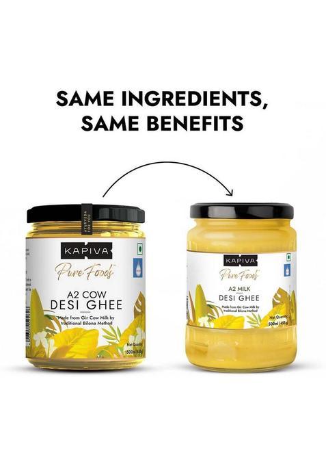 Kapiva A2 Desi Ghee (Helps Reduces Joint Pain And Improves Heart Functioning) Glass Bottle (500 Ml, Pack Of 3)