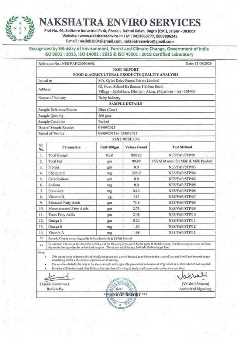 Gylas 100% A2 Cultured Cow Ghee Made From Curd Pack Of 500Ml Box (500 Ml)