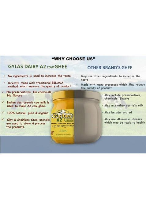 Gylas 100% A2 Cultured Cow Ghee Made From Curd Pack Of 500Ml Box (500 Ml)
