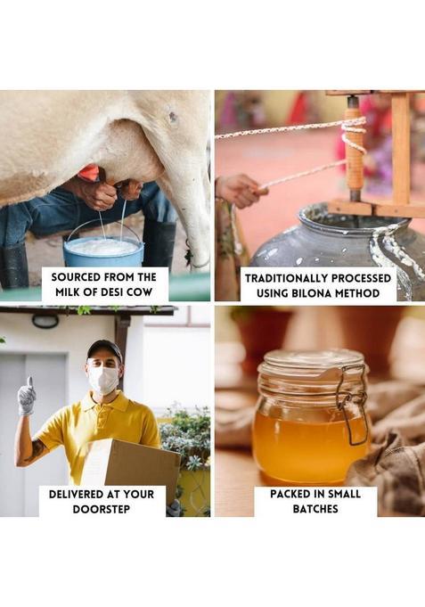 Healthy Roots 100%A2 Pure Desi Ghee 500Ml Plastic Bottle (1 L, Pack Of 2)