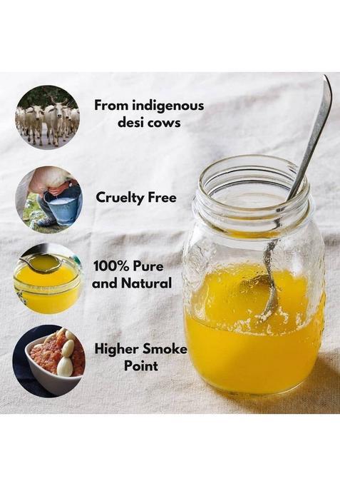 Healthy Roots 100%A2 Pure Desi Ghee 500Ml Plastic Bottle (1 L, Pack Of 2)