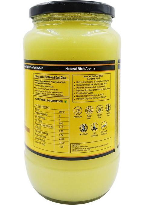 Farm Naturelle Pure Desi Buffalo Ghee Glass Bottle From 100% A2 Vedic (1000 G)
