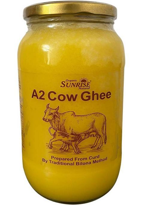Organic Sunrise Natural A2 Cow Ghee Made From Curd Using Traditional Bilona Method | Pure & Authentic Mason Jar (1 L)