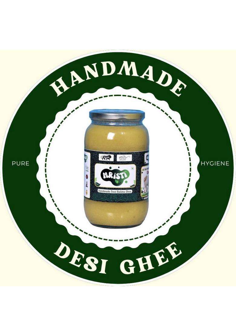 Mristi A2 Cow Handmade Desi Ghee,Lab Certified,Belona Methood(500Ml Pack Of 2) Ghee Glass Bottle (500 Ml, - Indya