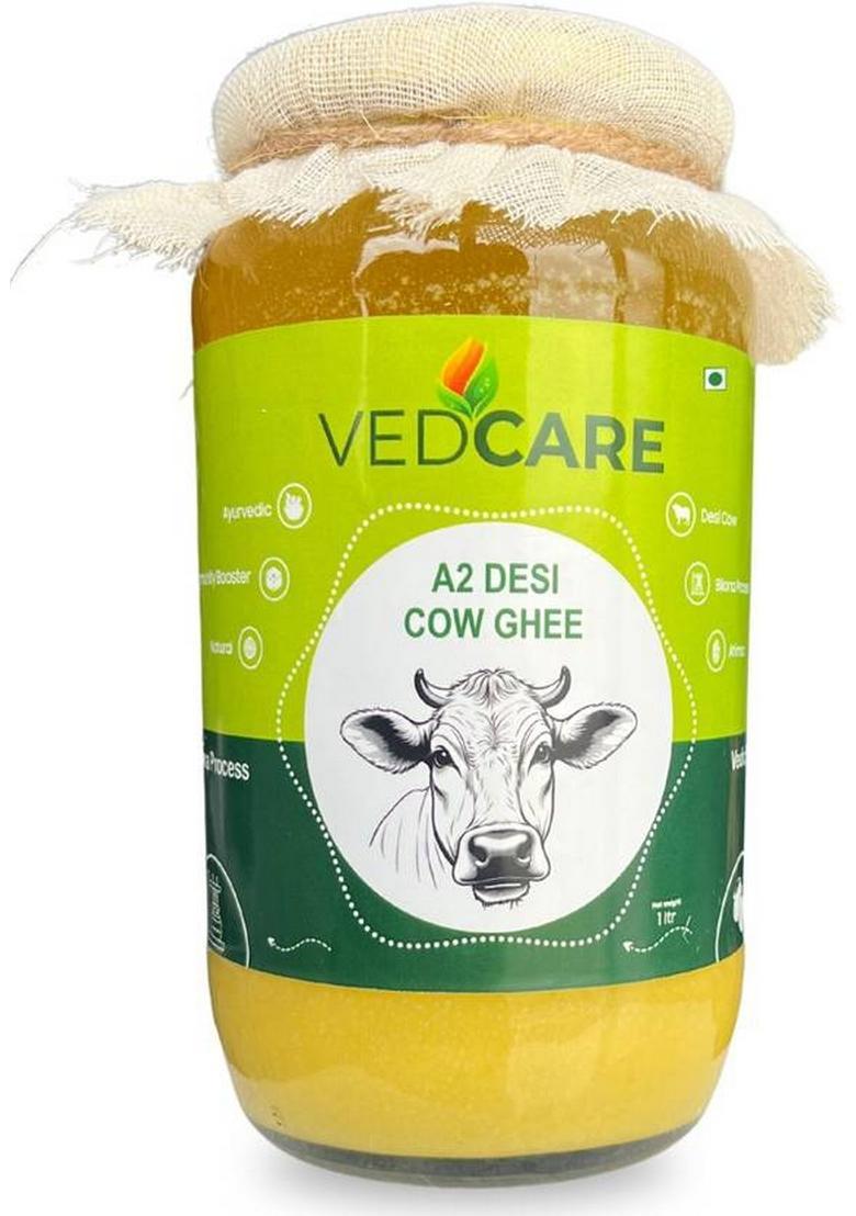 Vedcare Ghee | Desi Cow Pure, Natural & Healthy Glass Bottle (1 L)