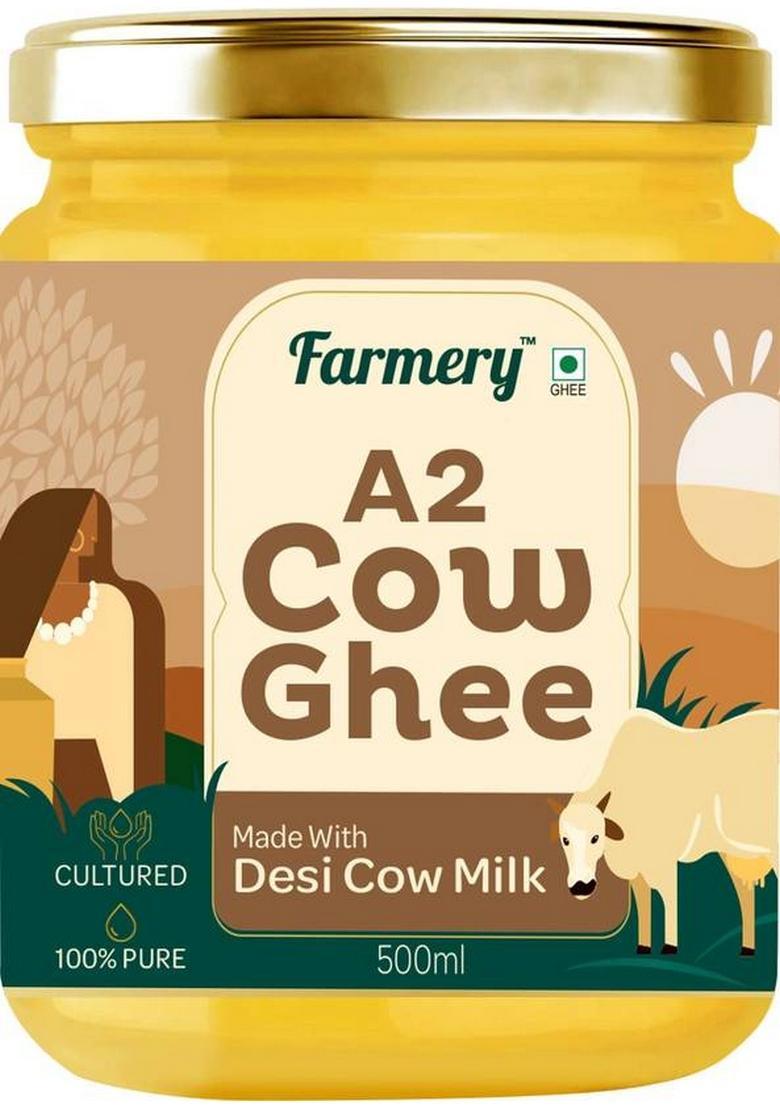 Farmery A2 Cow Ghee |100% Pure | Crafted With Method Mason Jar (500 G)