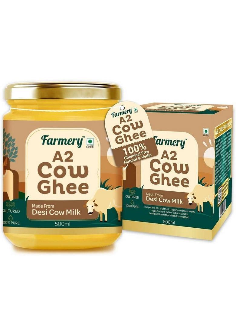 Farmery A2 Cow Ghee |100% Pure | Crafted With Method Mason Jar (500 G)