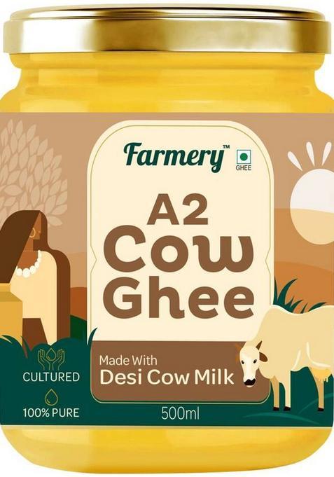 Farmery A2 Cow Ghee |100% Pure | Crafted With Method Mason Jar (500 G)
