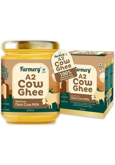 Farmery A2 Cow Ghee |100% Pure | Crafted With Method Mason Jar (500 G)