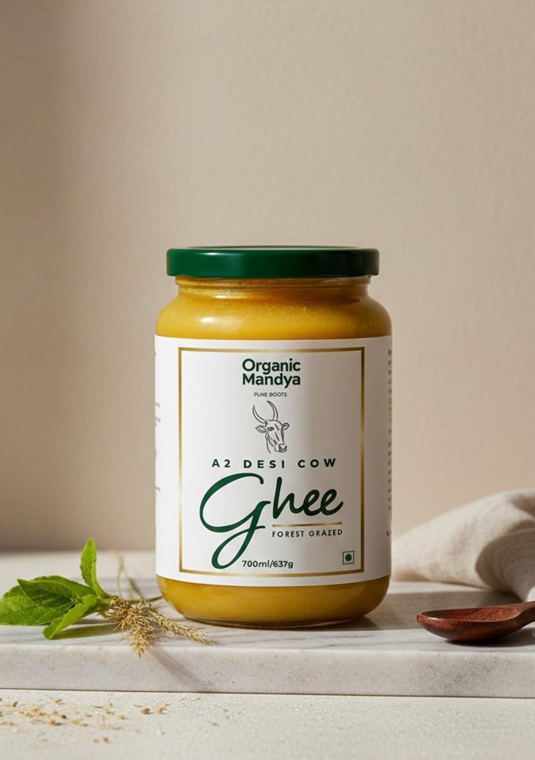 Organic Mandya Desi Cow A2 Ghee 700 Ml | Pure Natural & Healthy Glass Bottle (700 Ml)