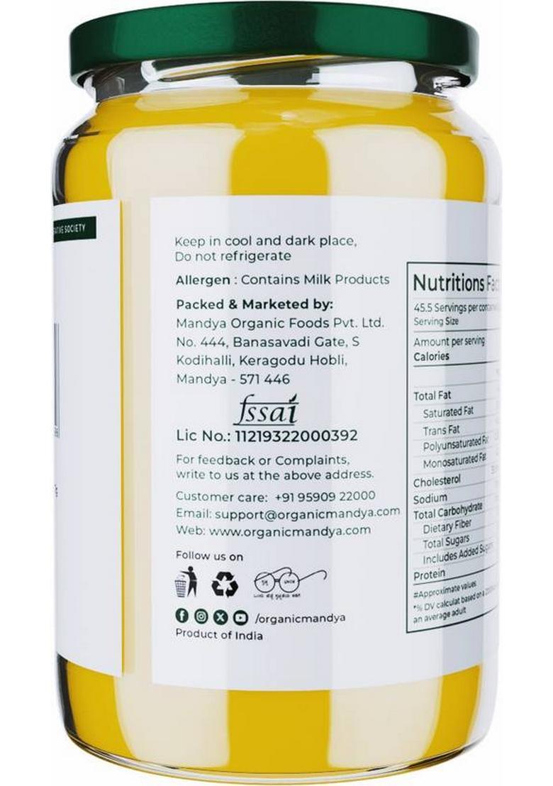 Organic Mandya Desi Cow A2 Ghee 700 Ml | Pure Natural & Healthy Glass Bottle (700 Ml)