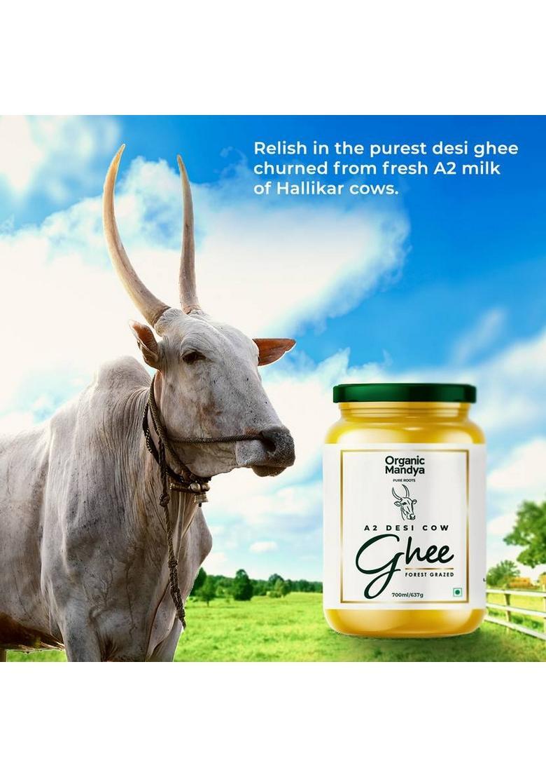 Organic Mandya Desi Cow A2 Ghee 700 Ml | Pure Natural & Healthy Glass Bottle (700 Ml)
