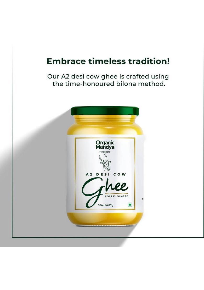 Organic Mandya Desi Cow A2 Ghee 700 Ml | Pure Natural & Healthy Glass Bottle (700 Ml)