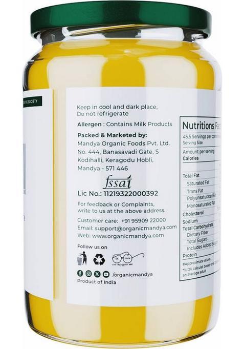Organic Mandya Desi Cow A2 Ghee 700 Ml | Pure Natural & Healthy Glass Bottle (700 Ml)